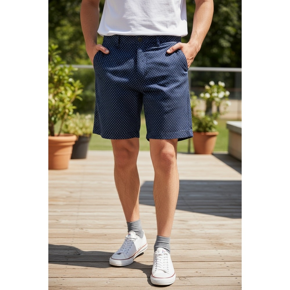 Peter Millar Men's 33 Navy/White Polka Dot Crown Sport Golf Shorts
